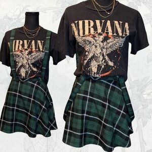 Royal Bones By Daang Woodman Alt Green Plaid Skirt